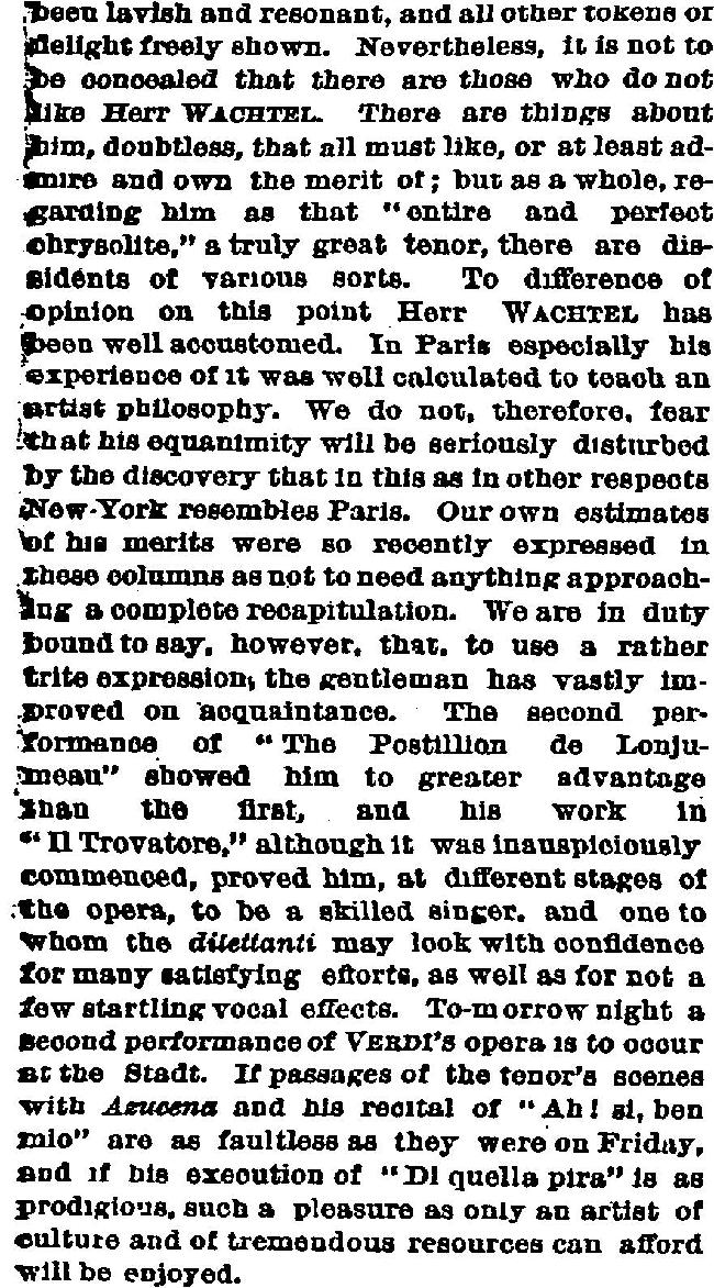 Herr Wachtel's representations (The New York Times  September 24, 1871) 